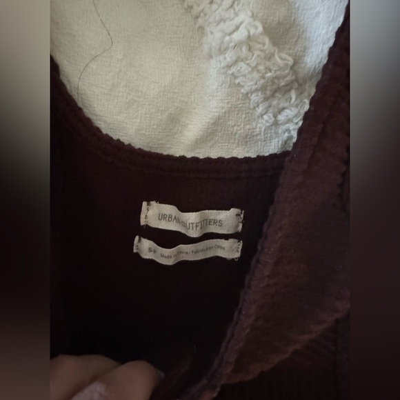 Urban Outfitters Ribbed Cropped Tank Burgundy Corset Crop Top - Picture 5 of 5